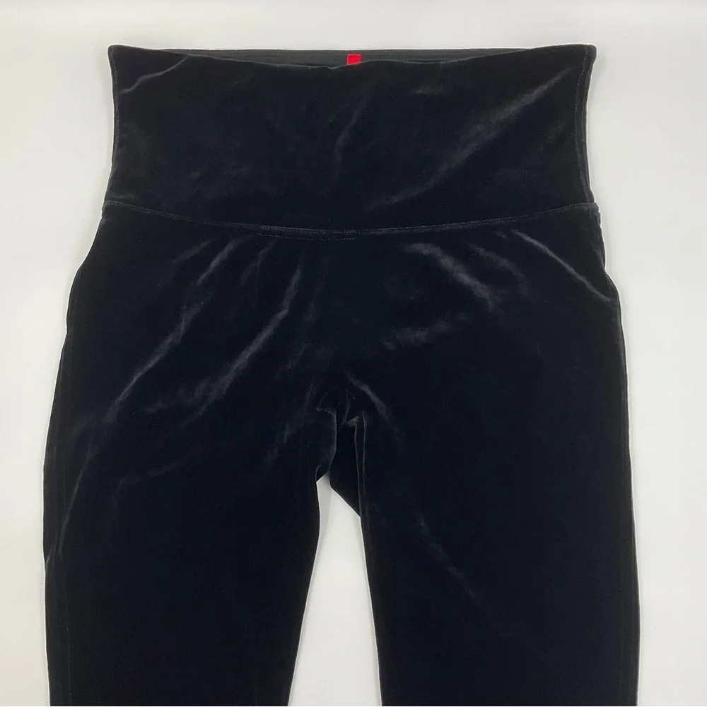 Spanx EUC Shiny Velvet High Waisted Leggings Black L Bodycon Holiday Shapewear - Picture 8 of 16